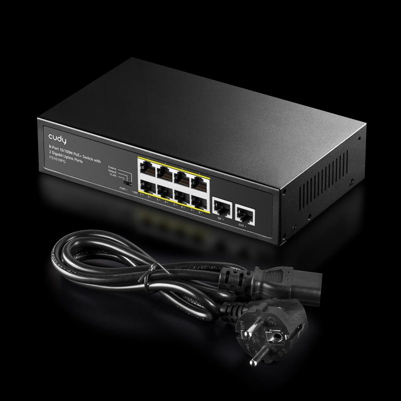 Суич Cudy FS1010PG, 8 портов, 10/100, PoE+ Switch 120W, 2 x Uplink порта 10/100/1000 - Image 3
