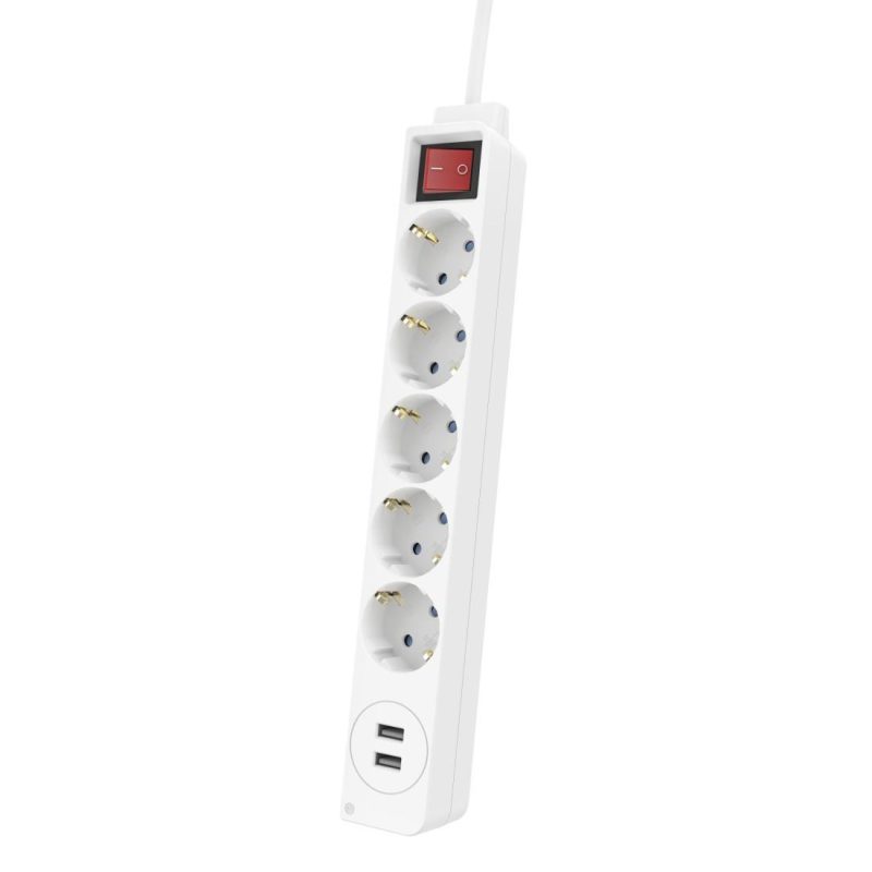 Разклонител HAMA USB 3.4A, 5 гнезда, 2x USB, 3400mA, 223183 - Image 2