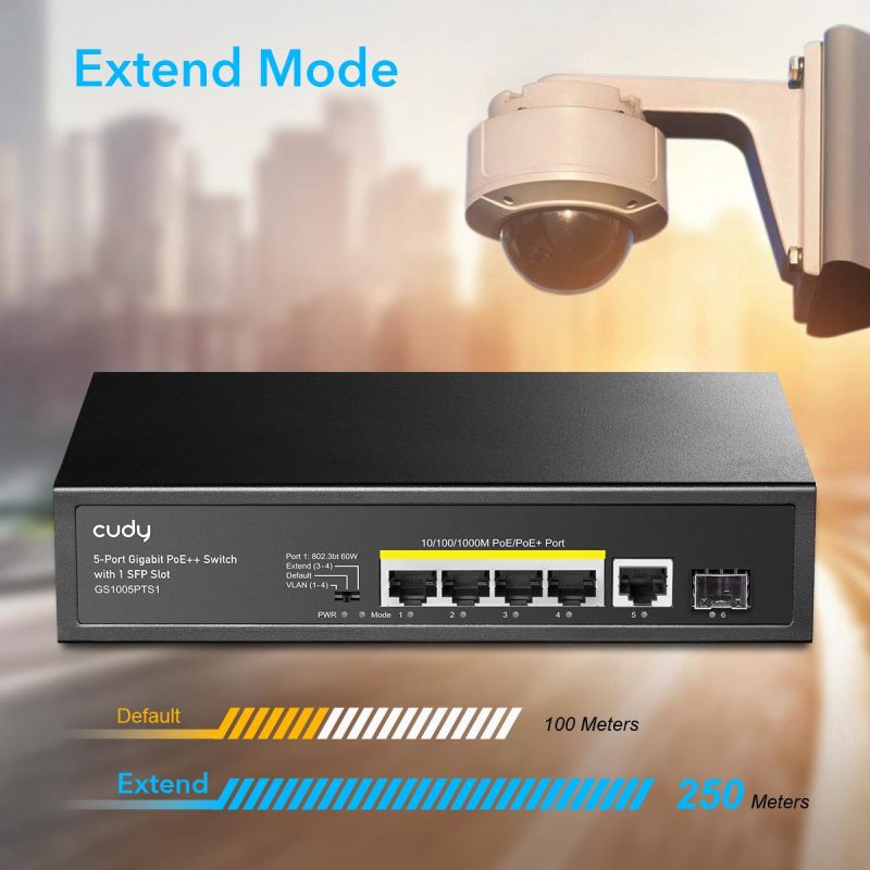 Суич Cudy GS1005PTS1, 5 портов, 10/100/1000, PoE+ Switch 120W, 1 SFP Slot - Image 5
