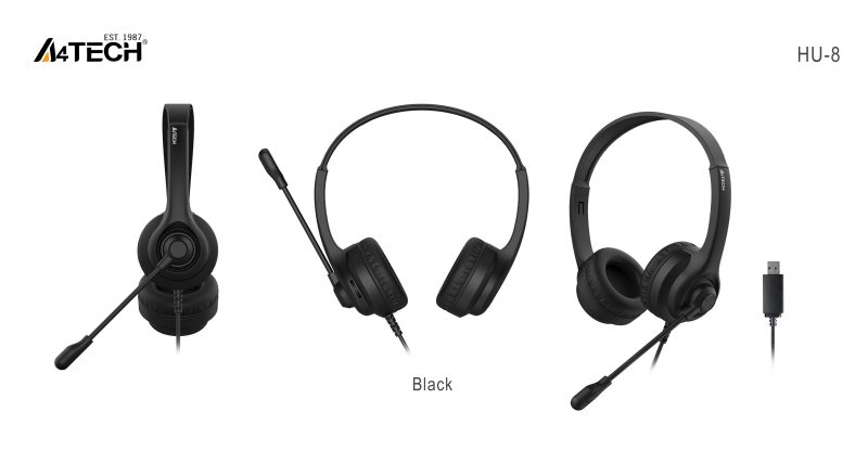 А4tech HU-8 Слушалки с микрофон, USB, въртящ се микрофон - Image 2