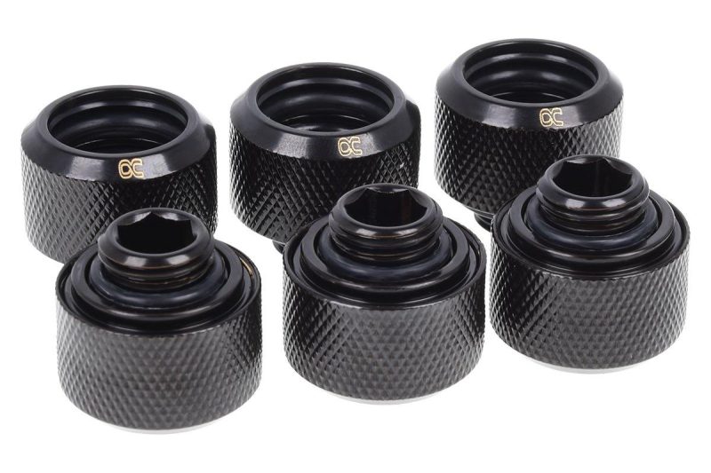Компресионен фитинг Alphacool Eiszapfen PRO 16mm HardTube Fitting G1/4 - Deep Black (6 бр) - Image 4