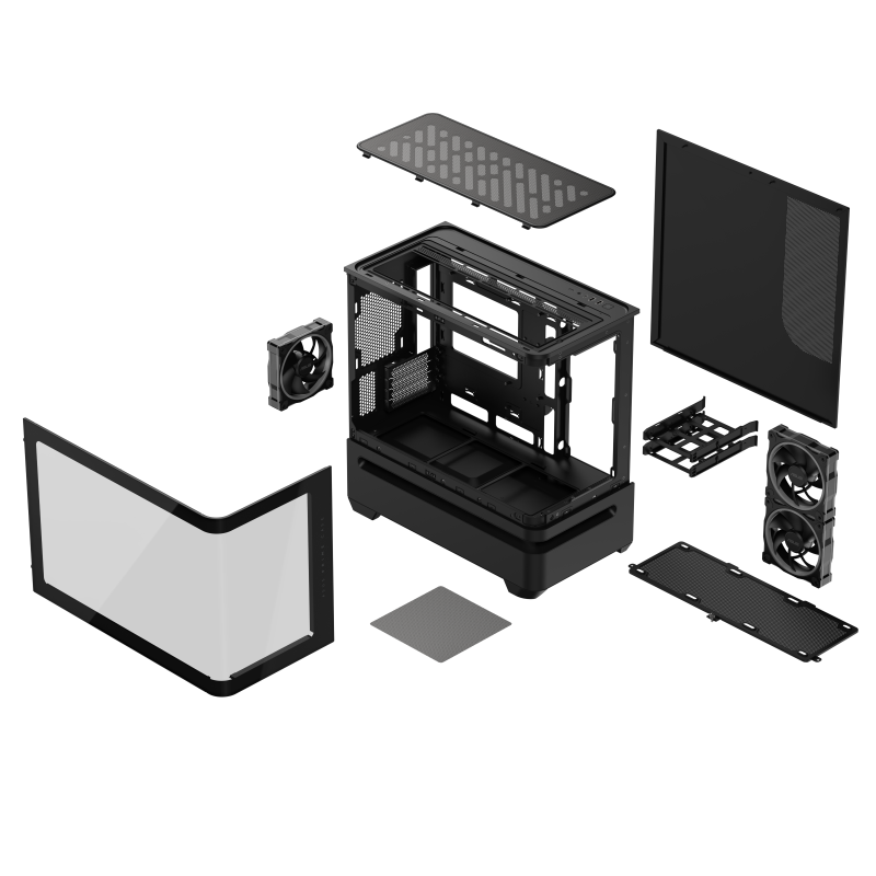 Кутия ASUS Prime AP202 ARGB mATX + 3 ARGB Вентилатора - Black - Image 16