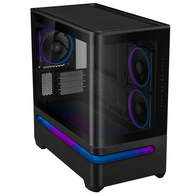 Кутия ASUS Prime AP202 ARGB mATX + 3 ARGB Вентилатора - Black - Image 3