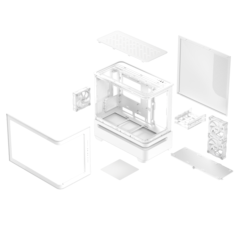Кутия ASUS Prime AP202 ARGB mATX + 3 ARGB Вентилатора - White - Image 15