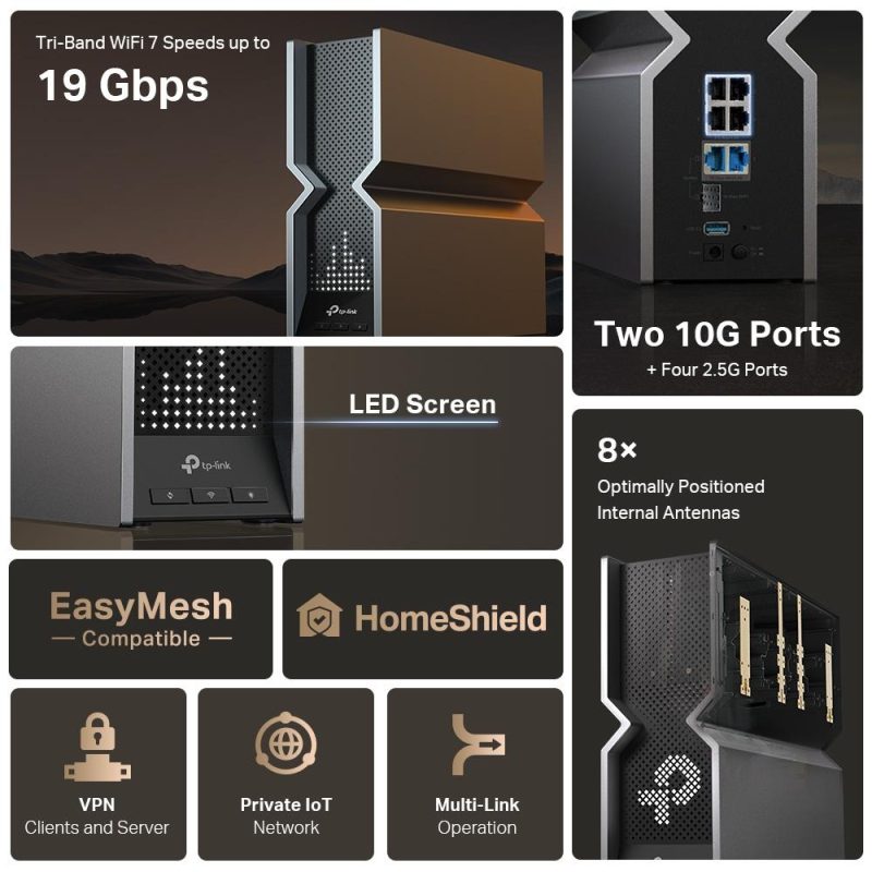 Безжичен рутер TP-Link Archer BE800 Tri-Band Wi-Fi 7 - Image 7