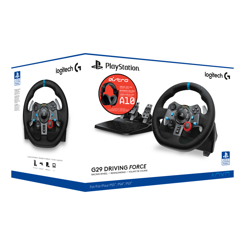Волан Logitech Driving Force G29 PS3/PS4/PS5/PC в комплект с геймърски слушалки Astro A10 - Image 4