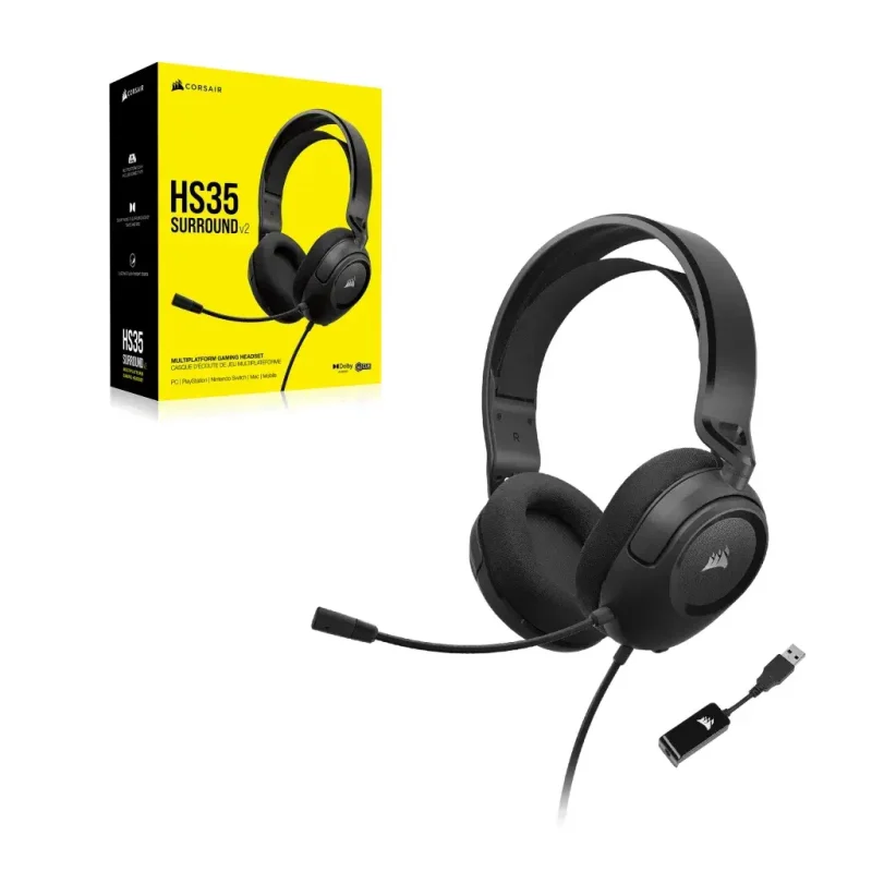 Геймърски слушалки с микрофон Corsair HS35 SURROUND v2 7.1 Dolby Audio 3.5mm/USB - Image 2