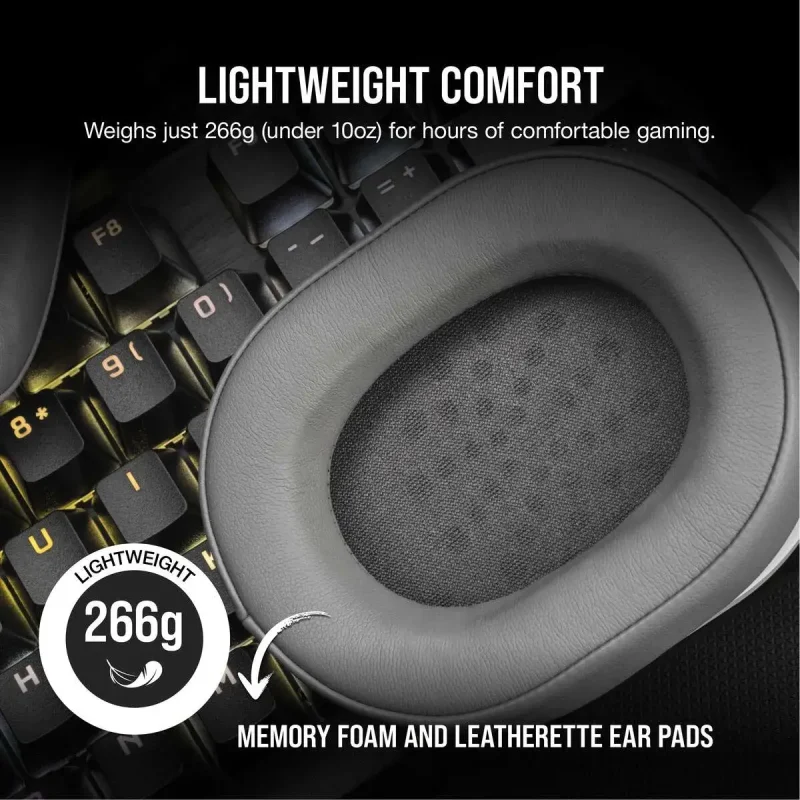 Геймърски слушалки с микрофон Corsair HS55 White безжични и блутут PC/PS5/PS4 - Image 5