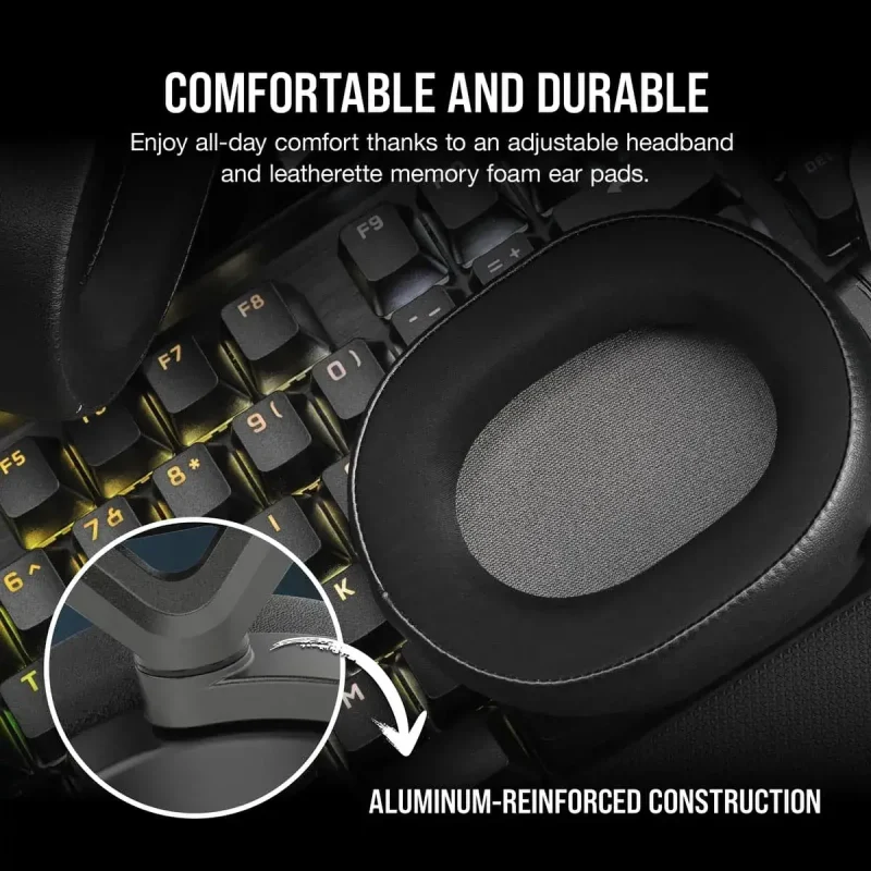 Геймърски слушалки с микрофон Corsair HS65 v2 Carbon безжични и блутут PC/PS5/PS4, Black - Image 6