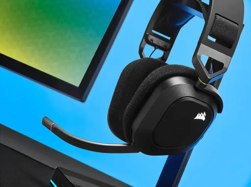 Геймърски слушалки с микрофон Corsair HS80 RGB Carbon безжични PC/PS5/PS4 - Image 3