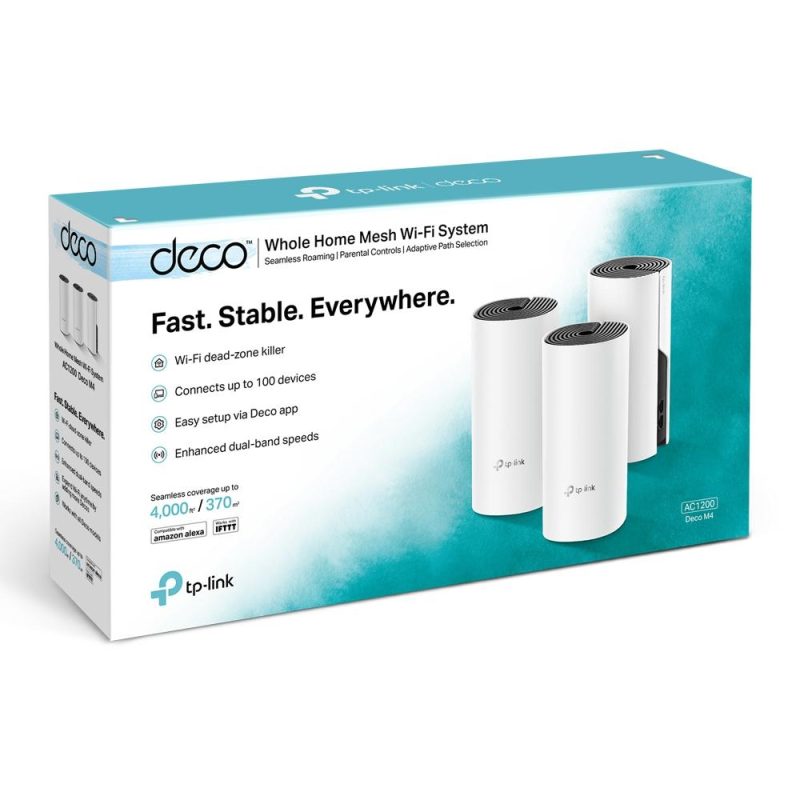 Безжичен рутер TP-Link Deco M4, AC1200, 2.4/5 GHz, 300 -  867 Mbps, Gigabit, 3 бр. в комплект - Image 8