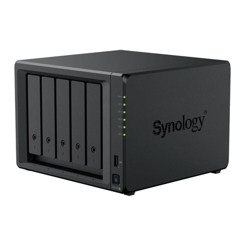 Мрежов сторидж Synology NAS DS1525+, за 5 диска, AMD Ryzen V1500B, 8GB DDR4 SODIMM