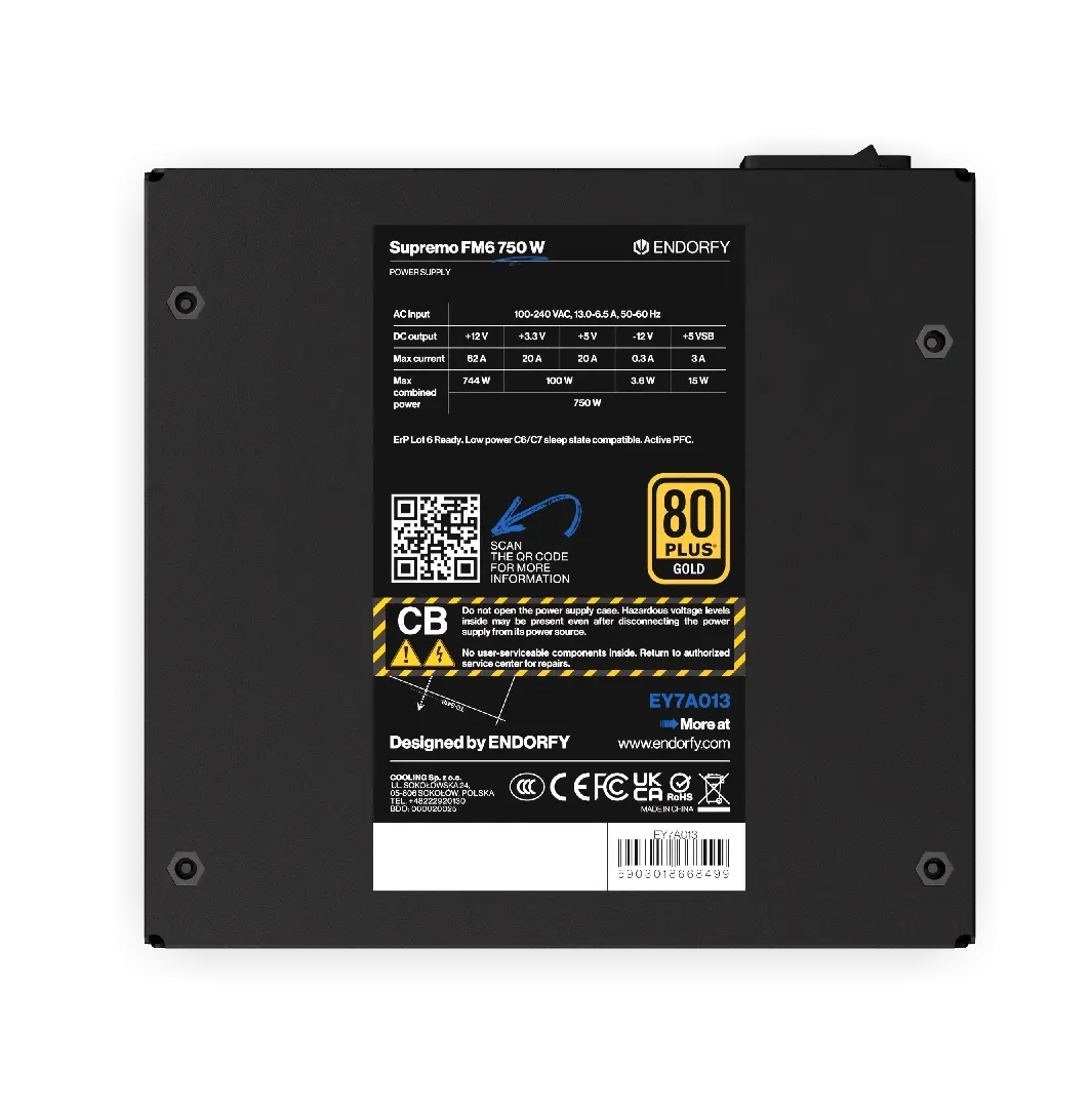 Захранващ блок Endorfy Supremo FM6 750W 80+ Gold, PCIe 5.1 - Fully Modular - Image 7