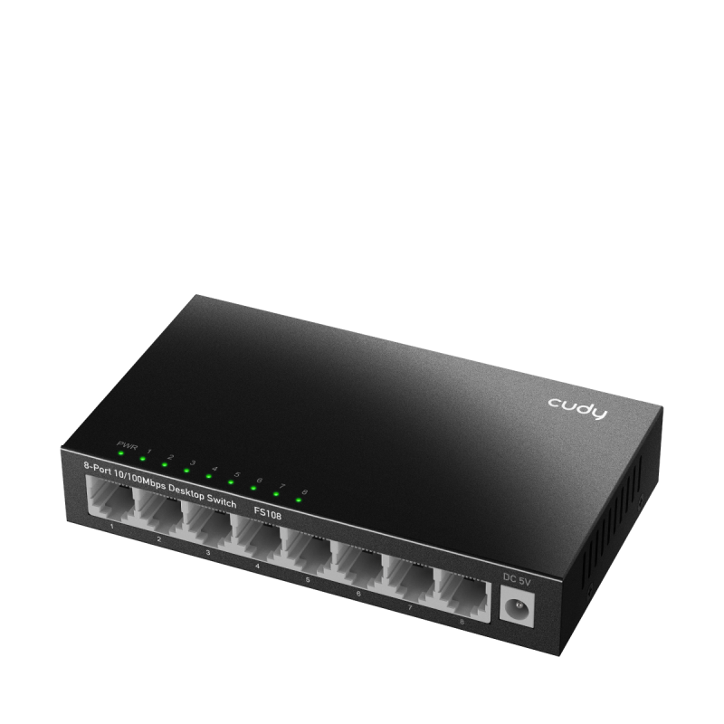 Суич Cudy FS108, 8-портов 10/100 Mbps RJ 45, Метален корпус, Черен - Image 2