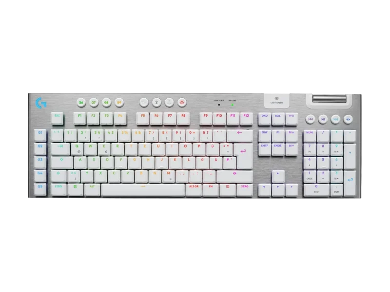Безжична геймърска механична клавиатура Logitech G915X White Lightspeed - GL Tactile Switch
