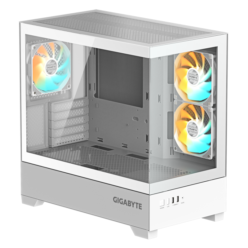 Кутия GIGABYTE C201 PANORAMIC ICE + 3 ARGB Вентилатора - Image 2