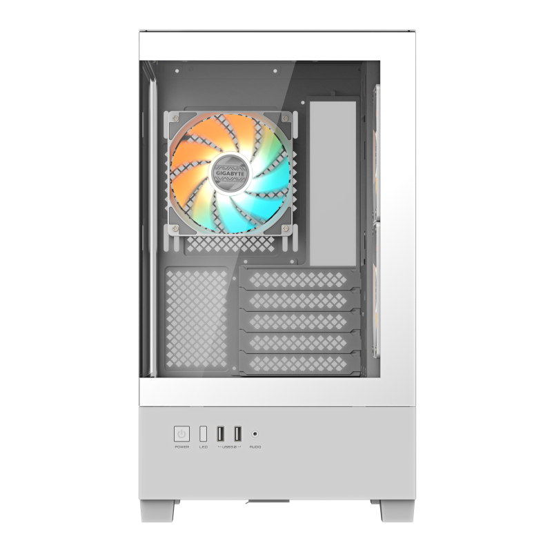 Кутия GIGABYTE C201 PANORAMIC ICE + 3 ARGB Вентилатора - Image 3