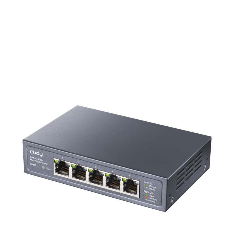 Суич Cudy HS105, 5x2.5G портов Gigabit Ethernet (RJ45), Метален корпус - Image 2