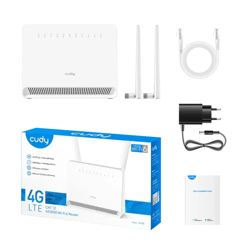 Безжичен рутер Cudy LT15E  WiFI6, 4G LTE, AX3000, 4x 10/100/1000, 6 антени - Image 2