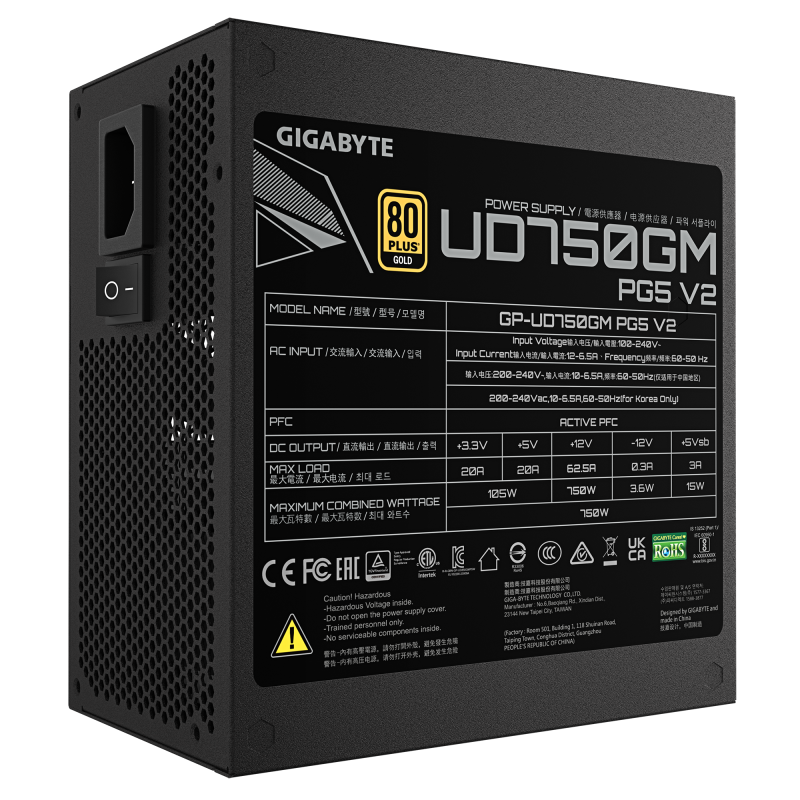 Захранващ блок Gigabyte UD750GM PG5 V2 , 750W, 80+ GOLD, PCIe 5.1 - Image 6
