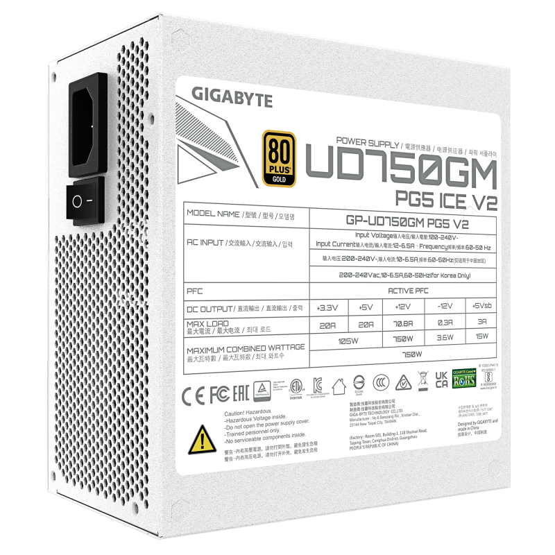 Захранващ блок Gigabyte UD750GM PG5 ICE 750W, 80+ Gold PCIe 5.1 - Image 6