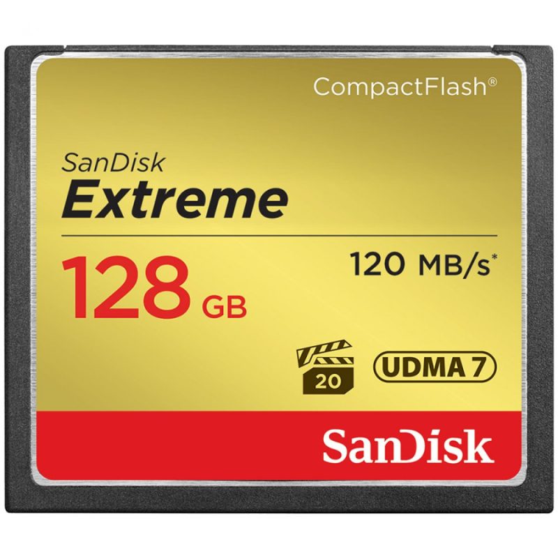 SanDisk Extreme CF 120MB/s, 85MB/s write, UDMA7, 128GB