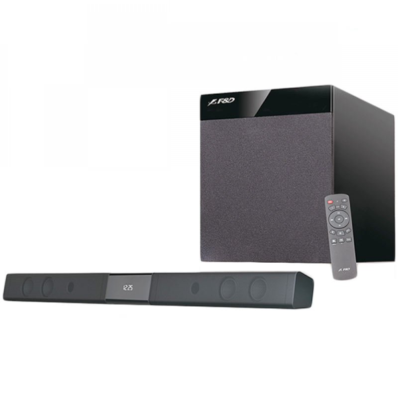 Bluetooth Sound Bar Audio System F&D T-360X 80W (RMS) 4x2.25'' full range drivers, 8'' driver for subwoofer, 20Hz - 120Hz, 130Hz-20kHz, Wireless IR full function remote control, CSR Bluetooth 4.0, Optical input, AUX