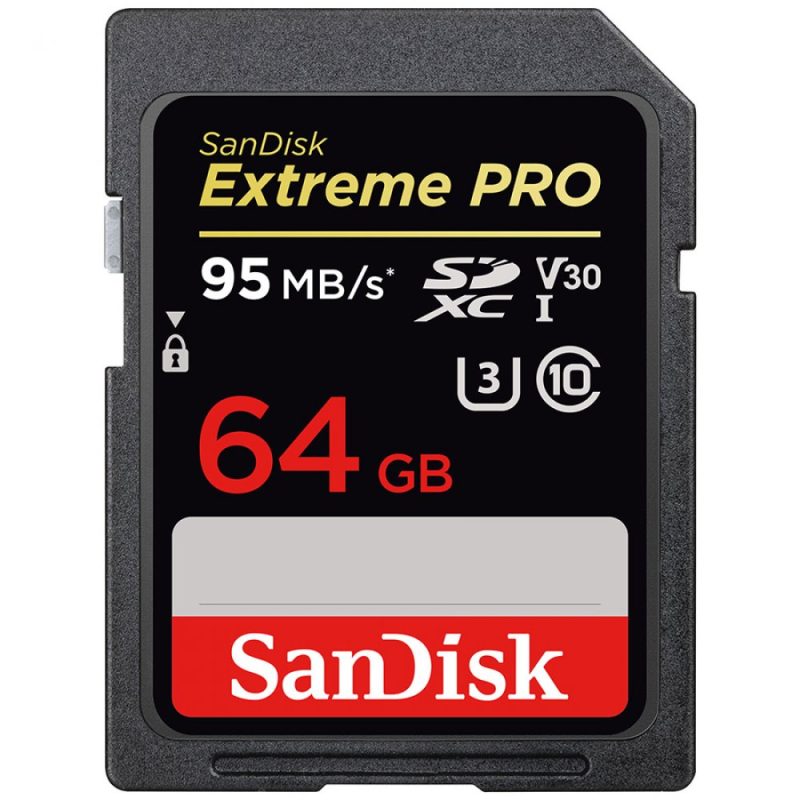 SanDisk Extreme Pro SDXC 64GB - 95MB/s V30 UHS-I U3;