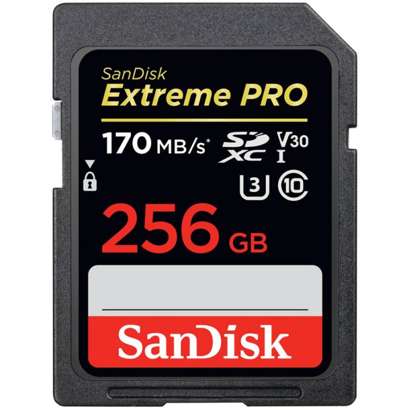 SanDisk Extreme Pro SDXC Card 256GB - 170MB/s V30 UHS-I U3;