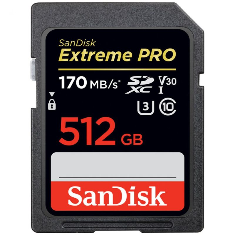 SanDisk Extreme Pro SDXC Card 512GB - 170MB/s V30 UHS-I U3;