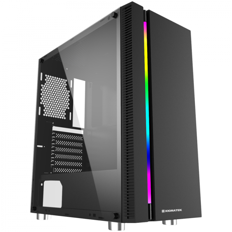 Chassis Apollo EN43125, ATX, M-ATX, Mini ITX, USB3.0x1 + USB2.0x2, Rainbow LED Stripe Frontpanel, Left Tempered Glass