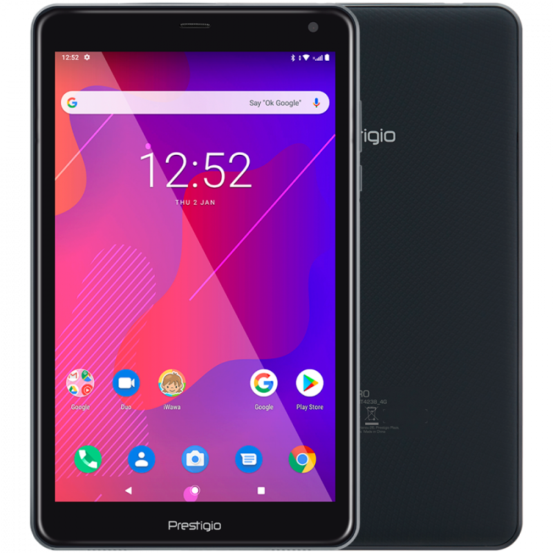 Prestigio Q PRO,PMT4238_4G_D_GY,Single Micro-SIM, have call fuction, 8.0"WXGA(800*1280)IPS display, up to 1.4GHz quad core processor, android 9.0, 2GB RAM+16GB ROM, 0.3MP front camera+2MP rear camera, 5000mAh battery