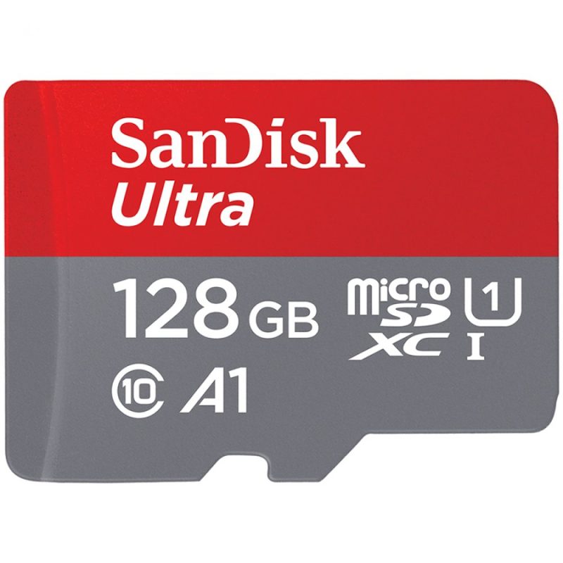 SanDisk Ultra microSDXC 128GB + SD Adapter 120MB/s A1 Class 10 UHS-I;