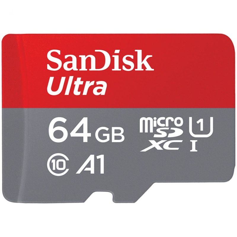 SanDisk Ultra microSDXC 64GB + SD Adapter 120MB/s A1 Class 10 UHS-I;