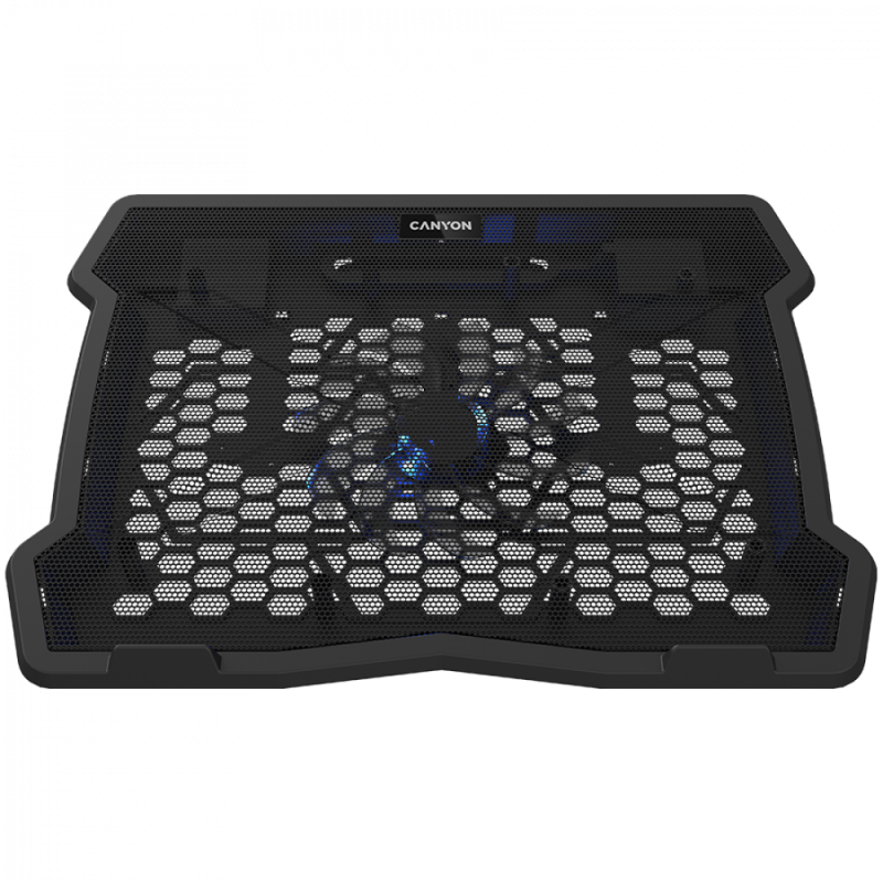 CANYON NS02, Cooling stand single fan with 2x2.0 USB hub, support up to 10”-15.6” laptop, ABS plastic and iron, Fans dimension:125*125*15mm(1pc), DC 5V, fan speed: 800-1000RPM, size:340*265*30mm, 406g