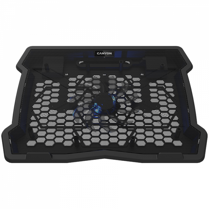 CANYON NS02, Cooling stand single fan with 2x2.0 USB hub, support up to 10”-15.6” laptop, ABS plastic and iron, Fans dimension:125*125*15mm(1pc), DC 5V, fan speed: 800-1000RPM, size:340*265*30mm, 406g