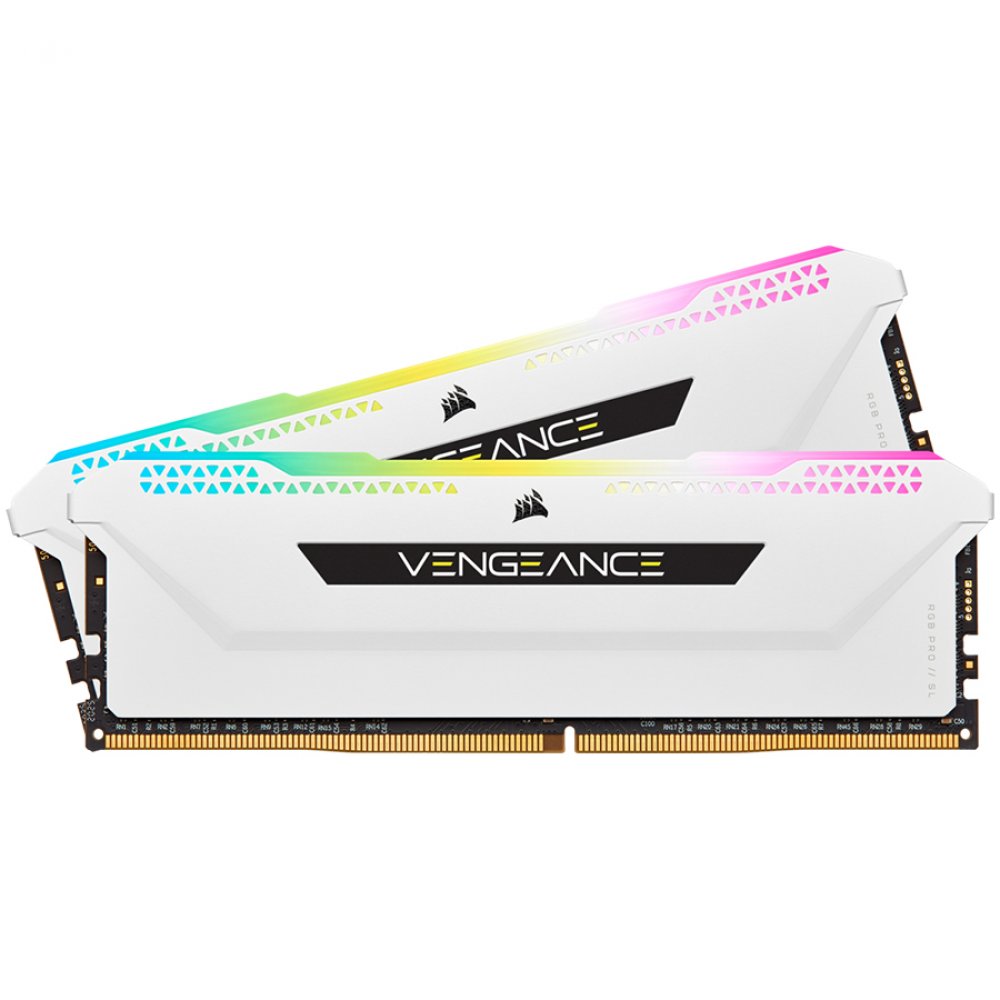 Corsair DDR4, 3600MHz 16GB 2x8GB DIMM, Unbuffered, 18-22-22-42, XMP 2.0, VENGEANCE RGB PRO SL White Heatspreader, RGB LED, 1.35V, for AMD Ryzen & Intel