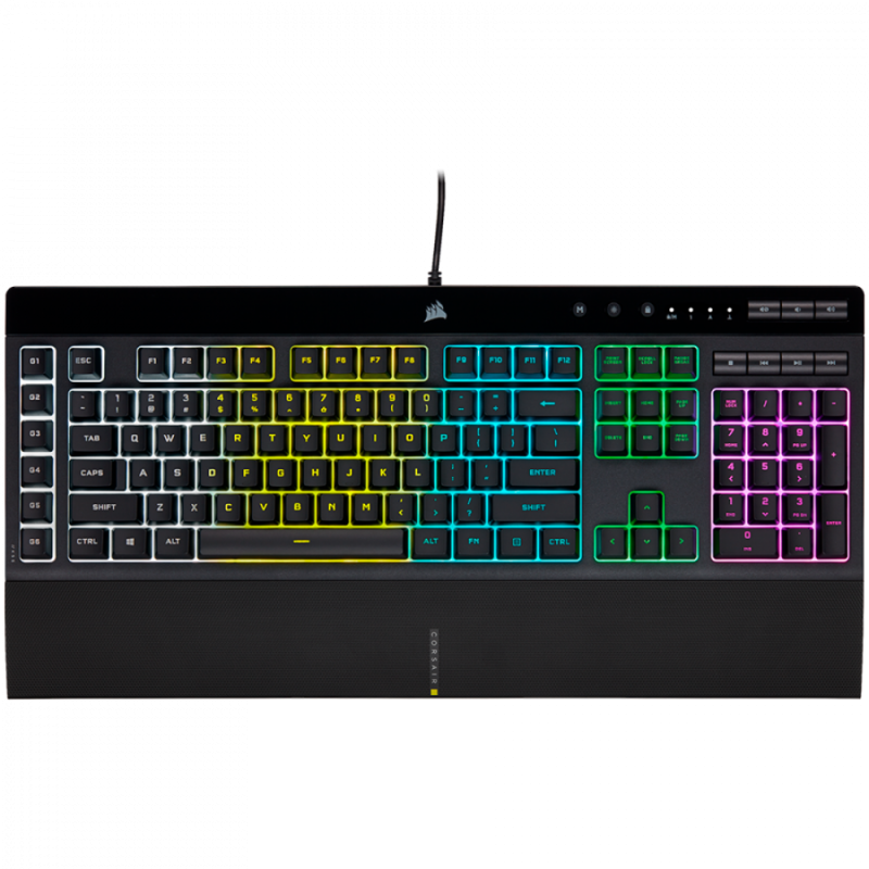 CORSAIR K55 RGB PRO Gaming Keyboard, Backlit Zoned RGB LED, Rubberdome