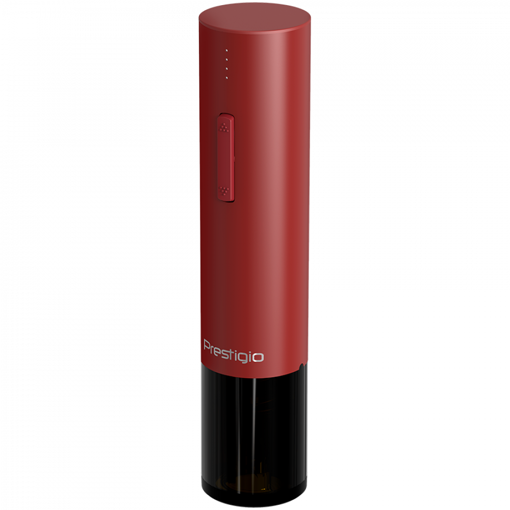 Prestigio Valenze, smart wine opener, simple operation with 2 buttons, aerator, vacuum stopper preserver, foil cutter, opens up to 80 bottles without recharging, 500mAh battery, Dimensions D 48.5*H220mm, red color