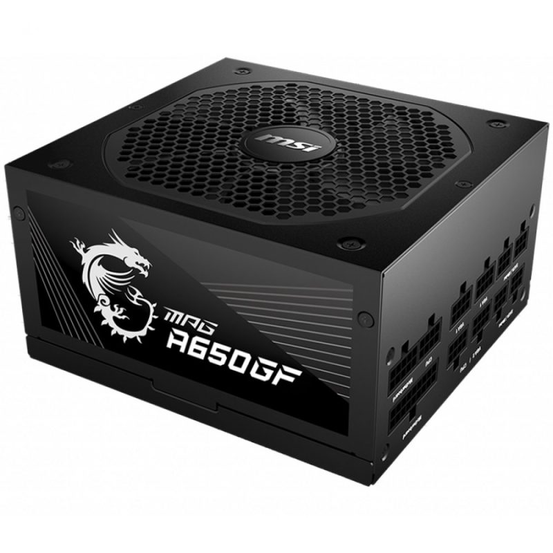 MSI MPG A650GF Power Supply 650W, 80 PLUS Gold, Japanese capacitors, Fully Modular, Flat Black Cables, 140mm fan, EU plug, 10Y