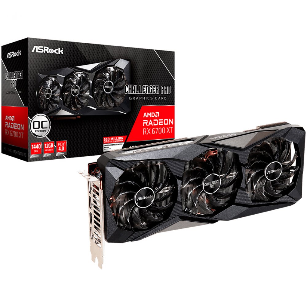 Asrock Video Card AMD Radeon™ RX 6700 XT Challenger Pro 12GB OC, GDDR6, 192-bit GDDR6, 1xHDMI, 3xDP 1.4, 2x8 pin PWR connectors, Recommended PSU 700W