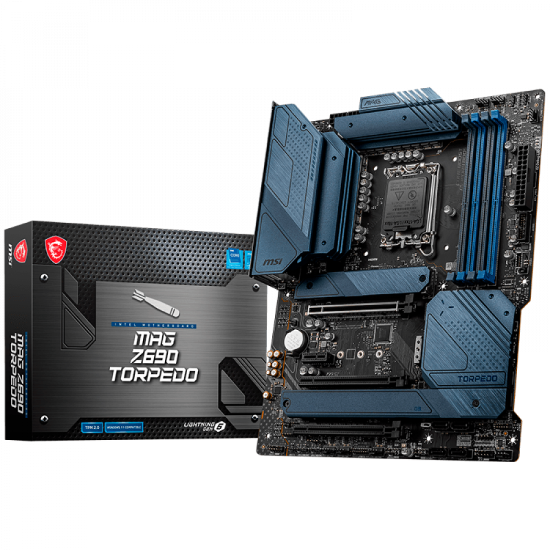 MSI MAG Z690 TORPEDO, ATX, Socket 1700, Dual Channel DDR5 6400(OC)MHz, 3x PCIe x16 slots, 4x M.2 slots, 1x HDMI, 1x DP, 1x USB3.2 Gen2x2, 3x USB 3.2 Gen 2, 2x USB 3.2 Gen 1, 2x USB 2.0, Type-C, 7.1 HD Audio, 2.5Gbps LAN, 3Y