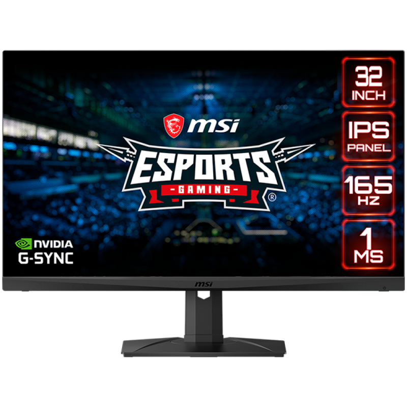 MSI Optix MAG321QR Gaming Monitor, 31.5" 165Hz, WQHD (2560 x 1440), IPS Anti-glare, 1ms, 350nit, 1200:1, 178°/178°, HDR, G-sync Compatible, Mystic Light, 1x DP, 2x HDMI, 1x Type-C, 2x USB 2.0, RGB, Adjustable stand, 3Y Warranty