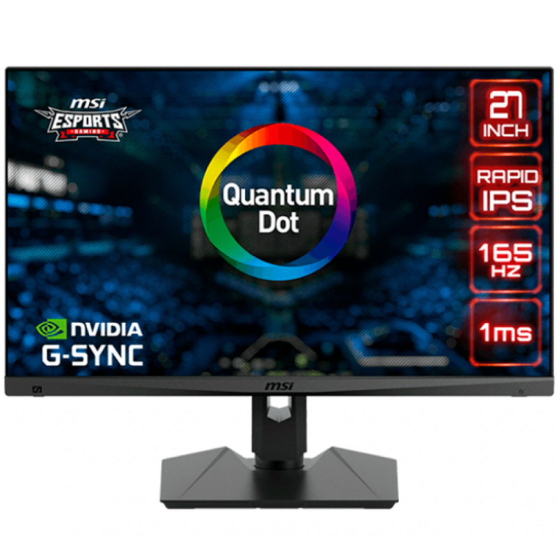 MSI Optix MAG274QRF-QD Gaming Monitor, 27" 165Hz, WQHD (2560 x 1440) 16:9, Rapid IPS Anti-glare, Quantum Dot, 1ms, 300nits, 1000:1, 178°/178°, HDR, G-sync Compatible, 1x DP, 2x HDMI, 1x Type-C, 2x USB 2.0 Type A, 1x Earphone out, Adjustable Stand, 3Y