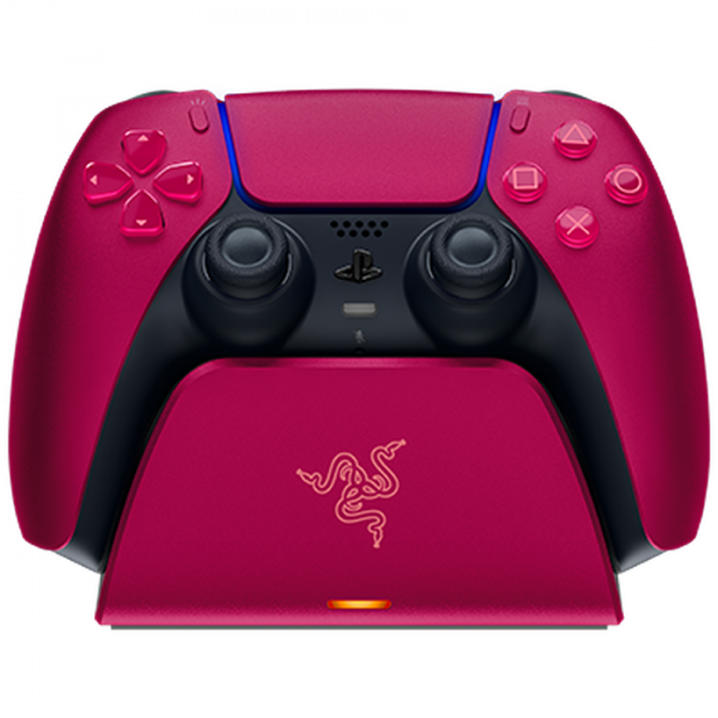 Razer Quick Charging Stand for PS5 - Cosmic Red, Quick Charge, Curved Cradle Design, Matches Your PS5 DualSense Wireless Controller, Powered by USB (Controller not included)