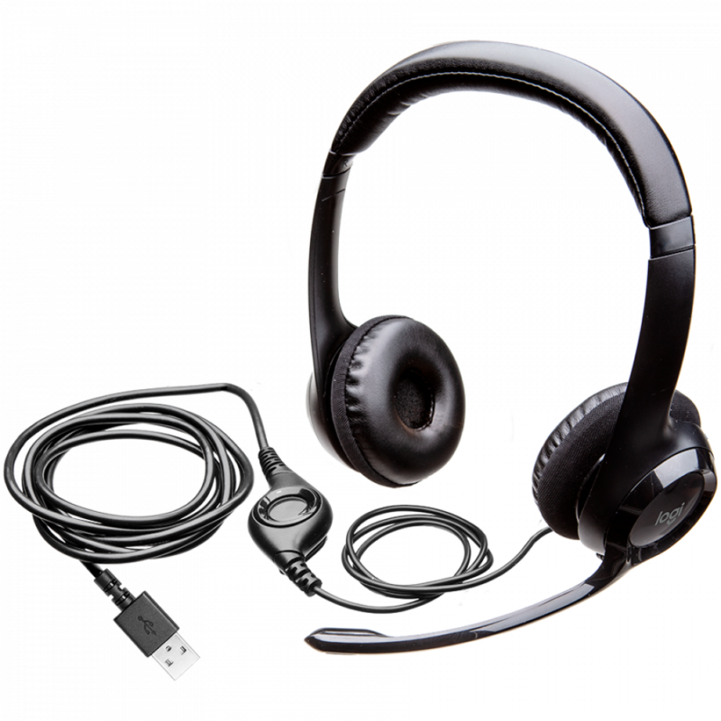LOGITECH H390 Corded Headset - BLACK - USB