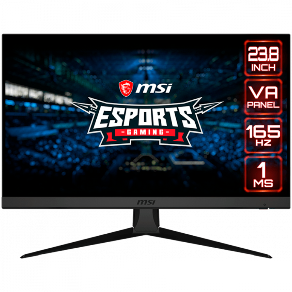 MSI Optix G243 Gaming Monitor, 23.8" 165Hz, FHD (1920x1080) 16:9, VA Anti-glare, 1ms, 350nits, 3000:1, 178°/178°, Freesync Premium, Adjustable Stand, 1x DP, 2x HDMI, 3Y Warranty