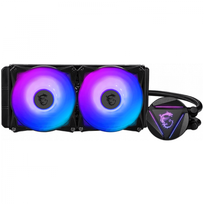 MSI MAG CORELIQUID 280R Liquid Cooler, 2x 140mm ARGB 1800rpm PWM Fans, ARGB Block, Radiator Pump Design, Rotatable Blockhead, Intel LGA 115x/1200/1366/2011/2066; AMD AM5/AM4/FM2+/FM2/FM1/AM3+/AM3/AM2+/AM2/TR4/sTRX4/SP3, 3Y Warranty