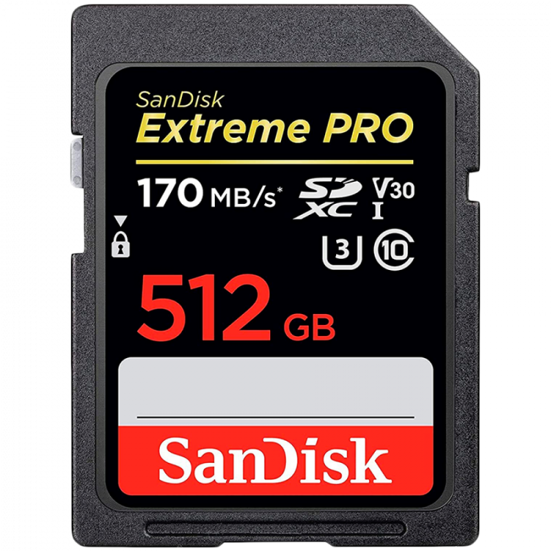 SanDisk Extreme 512GB SDXC Memory Card + 1 year RescuePRO Deluxe up to 180MB/s & 130MB/s Read/Write speeds, UHS-I, Class 10, U3, V30