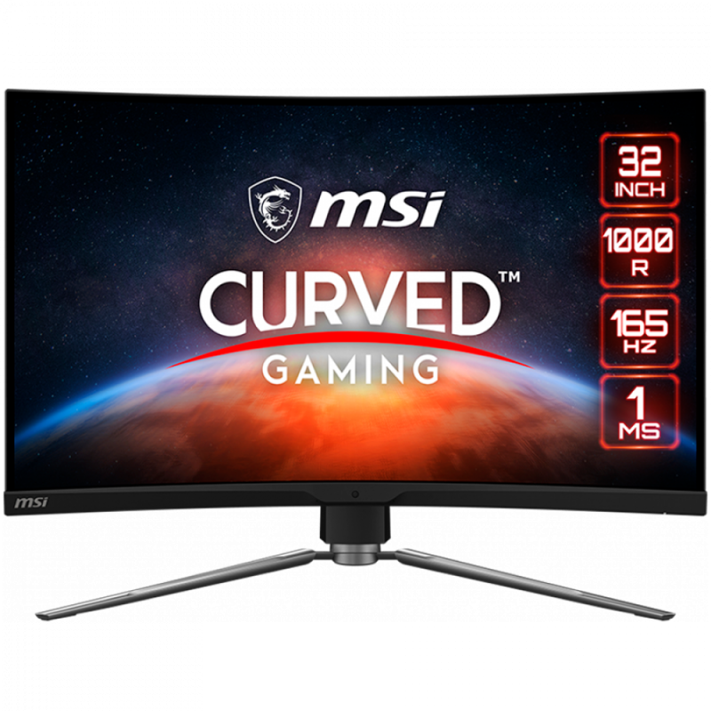 MSI MPG ARTYMIS 323CQR 31.5" Curved Gaming Monitor 165Hz, WQHD (2560x1440) 16:9, VA Anti-Glare, 1ms, 400nits, 2500:1, 178°/178°, 1000R Curve, 16:9, FreeSync Premium, 2xHDMI 2.0, 1xDP, 1xType-C, 3xUSB 2.0, 1x Earphone out, Adjustable stand, 3Y